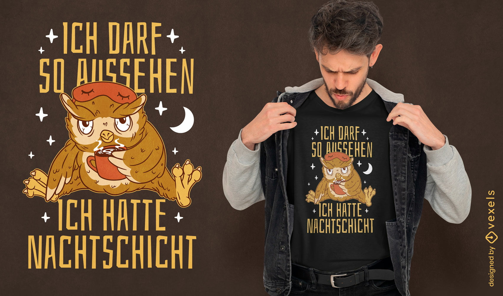 Müdes Eulen-Nachtschicht-T-Shirt Design