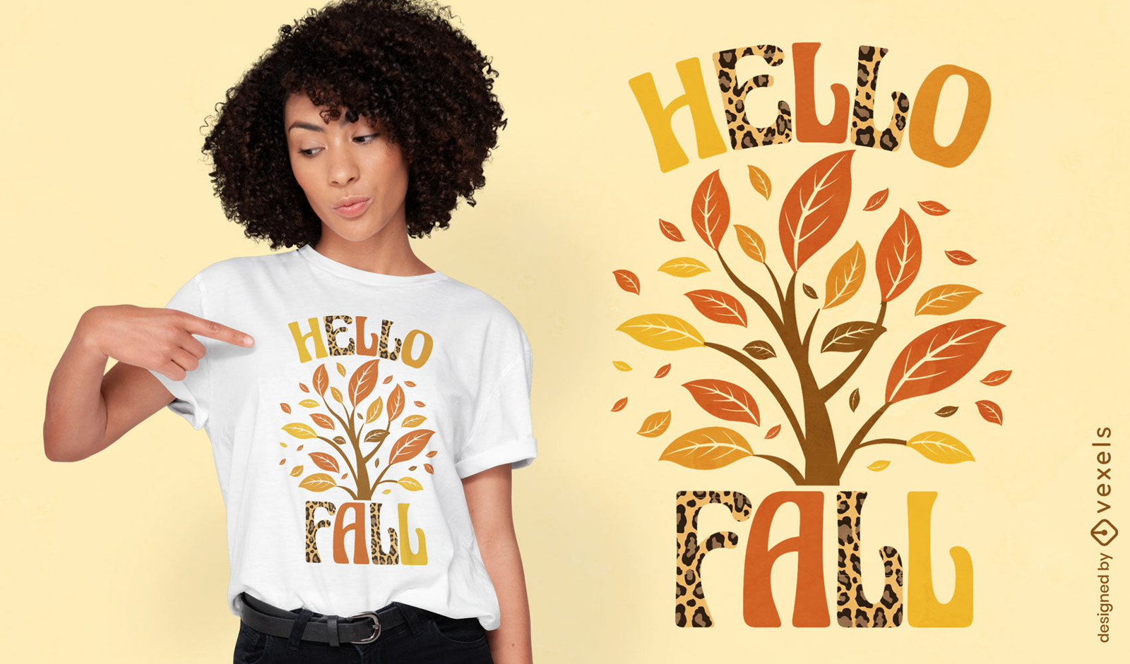 Fall season with tree t-shirt design