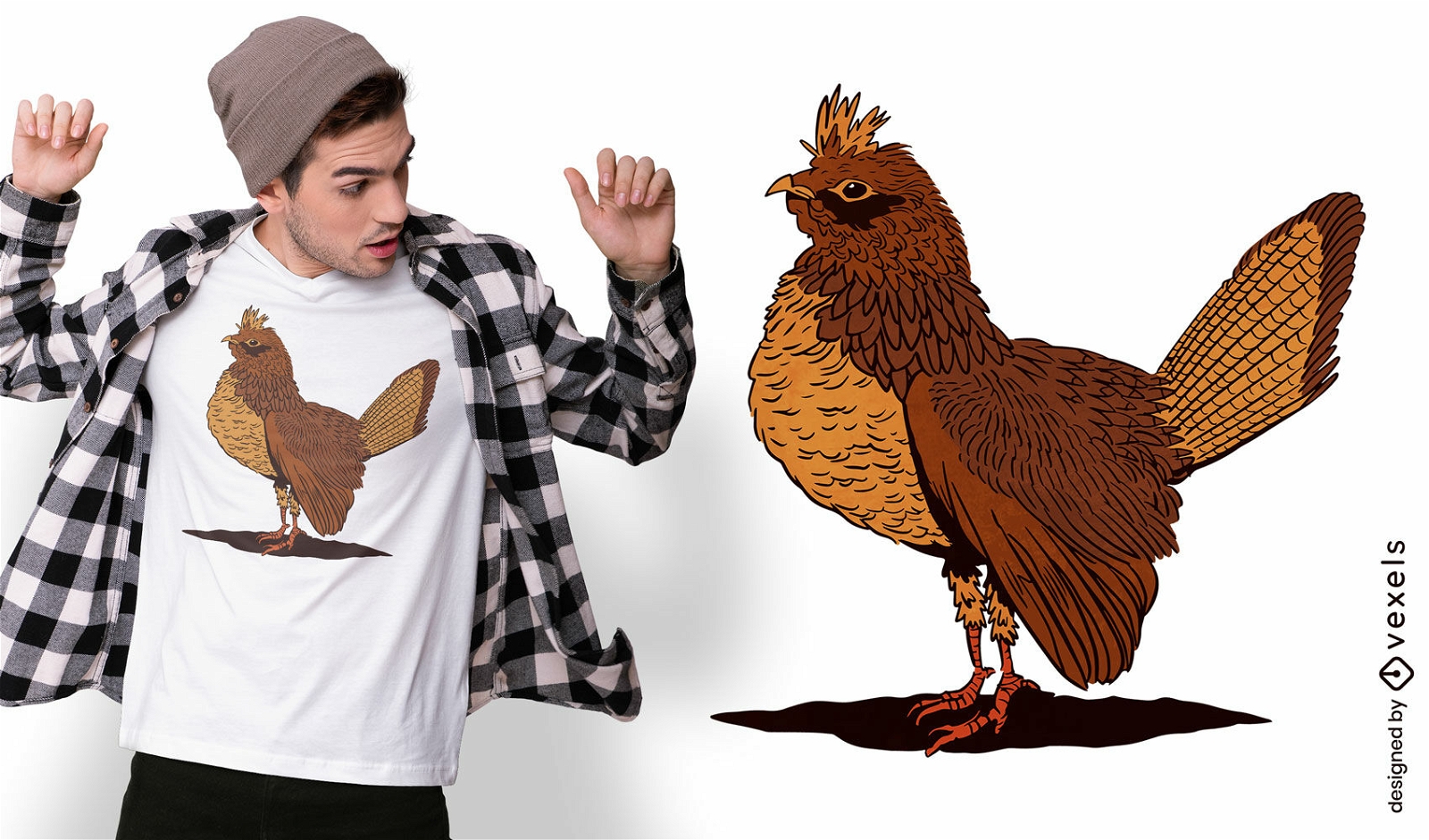 Diseño de camiseta de animales de granja de gallo.