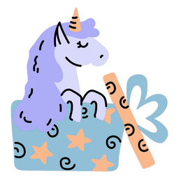 Regalo de garabato de unicornio de cumpleaños Diseño PNG