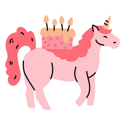 Pastel de cumpleaños unicornio garabato Diseño PNG