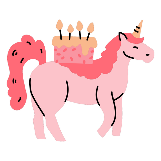 Birthday unicorn doodle cake PNG Design