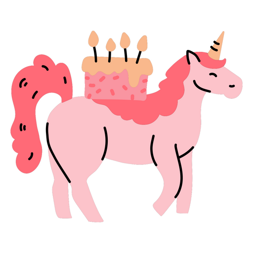 Bolo de doodle de unicórnio de aniversário Desenho PNG