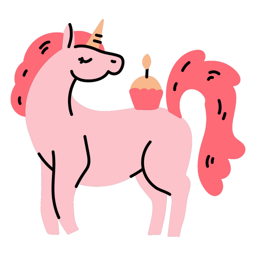 Cupcake de doodle de unicórnio de aniversário Desenho PNG