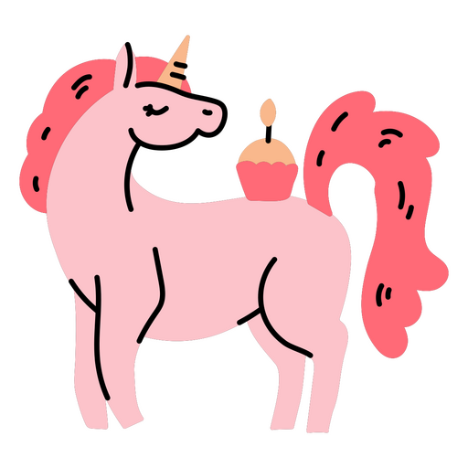 Magdalena de doodle de unicornio de cumplea?os Diseño PNG