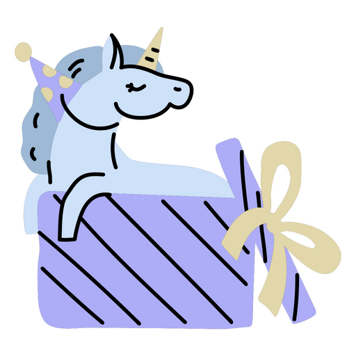 Birthday unicorn doodle present PNG Design