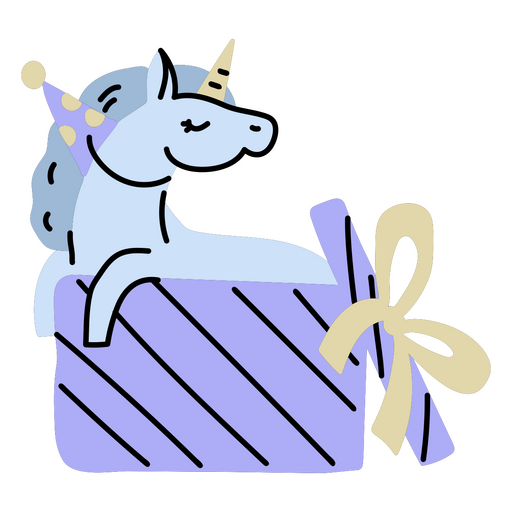 Presente de doodle de unicórnio de aniversário Desenho PNG