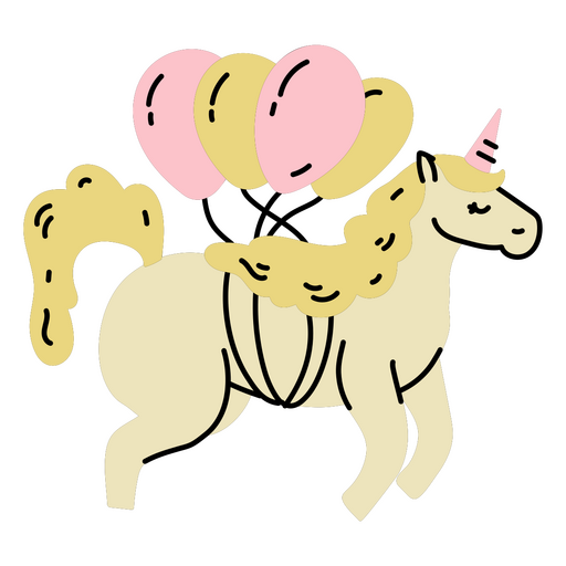 Unicórnio de aniversário doodle balões fofos Desenho PNG