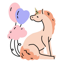 Balões de rabiscos de unicórnio fofos Desenho PNG