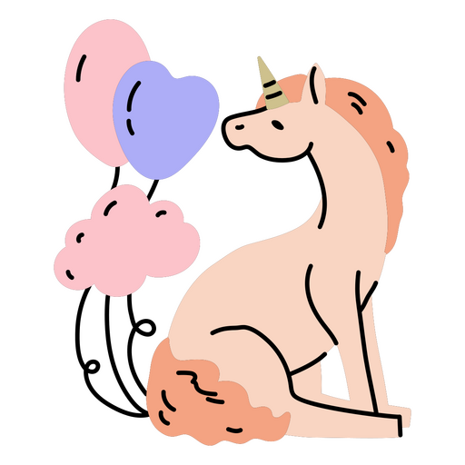 Unicorn doodle balloons cute PNG Design