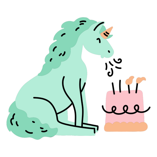 Bolo de festa de doodle de unicórnio Desenho PNG