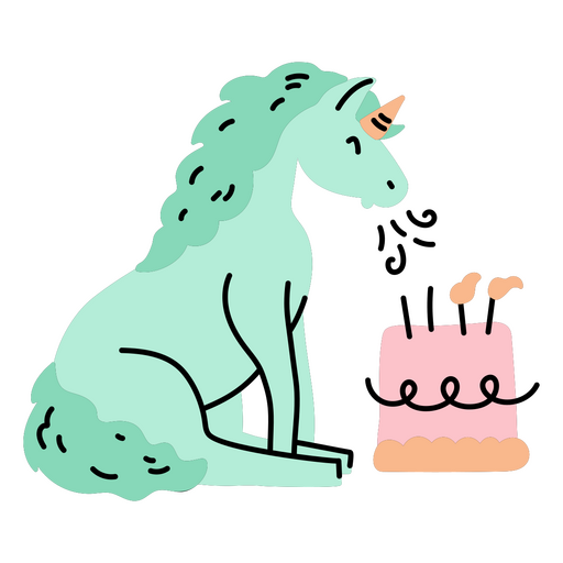 Einhorn-Doodle-Party-Kuchen PNG-Design