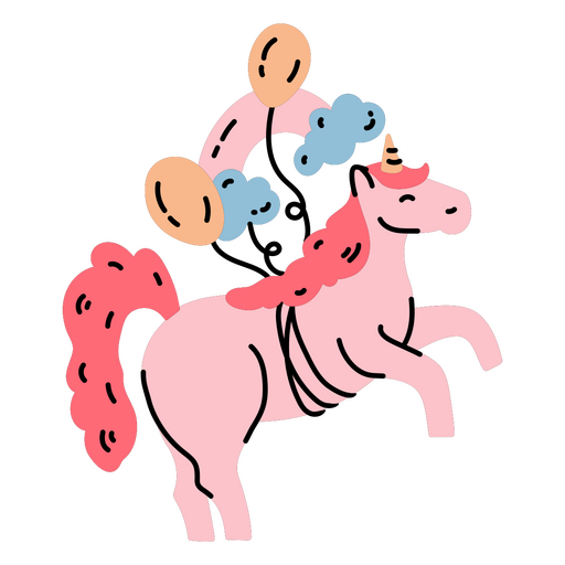 Unicorn doodle party balloons PNG Design