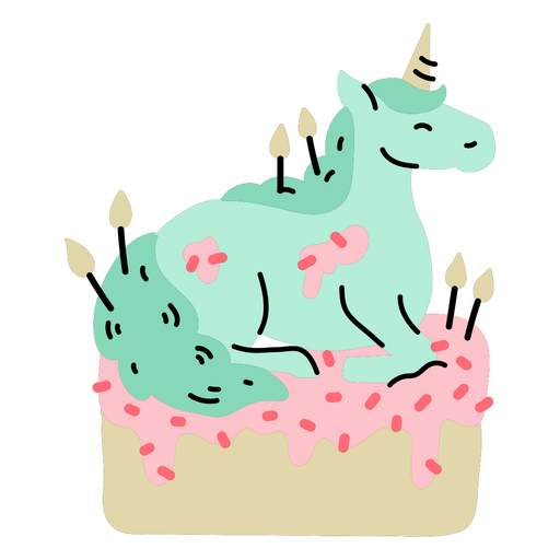 Unicorn doodle birthday cake PNG Design
