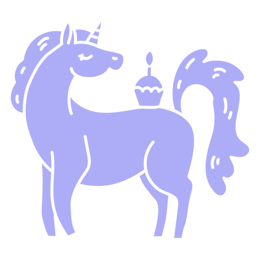 Unicorn celebrating its birthday with a cupcake PNG Design