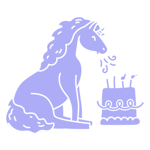 Einhorn bläst seinen Geburtstagskuchen aus PNG-Design