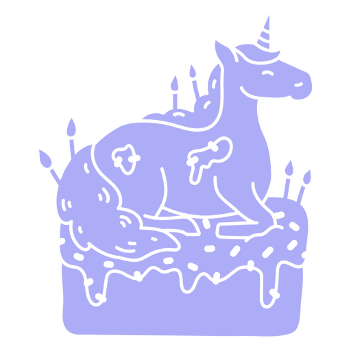 Unicórnio em cima de seu bolo de aniversário Desenho PNG