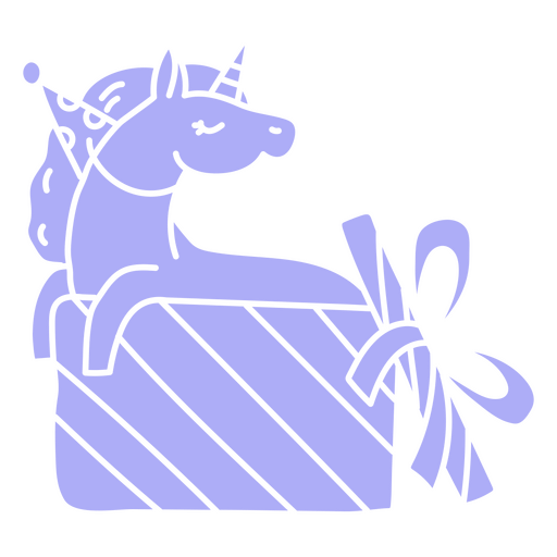 Unicorn in a birthday box PNG Design
