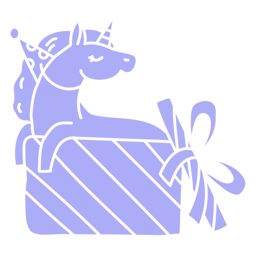 Unicórnio em uma caixa de aniversário Desenho PNG