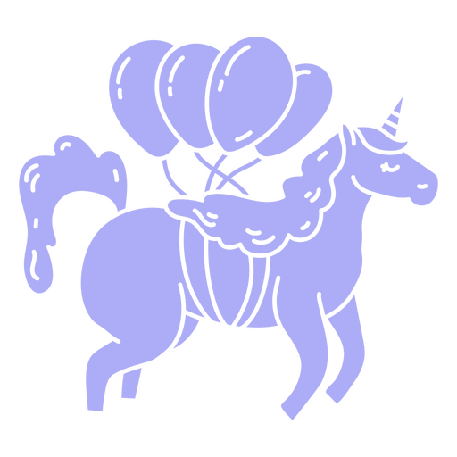 Unicornio volando con globos de cumplea?os Diseño PNG