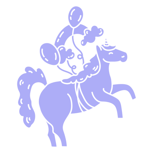 Unicornio mágico con globos de cumpleaños. Diseño PNG