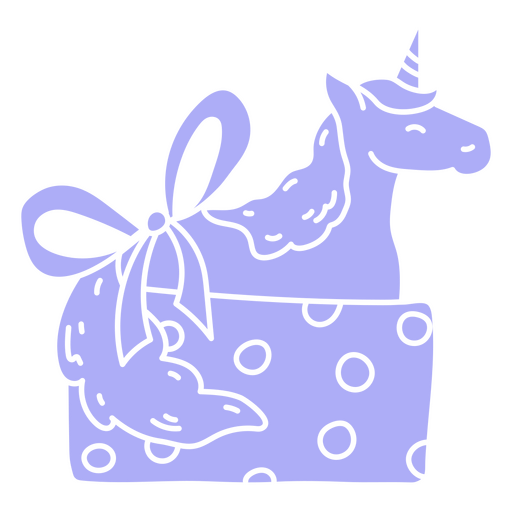 Unicornio mágico en caja de regalo Diseño PNG