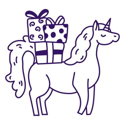 Magisches Einhorn, das Geschenkboxen trägt PNG-Design