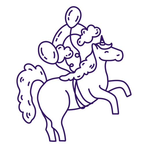 Magical unicorn carrying birthday balloons PNG Design