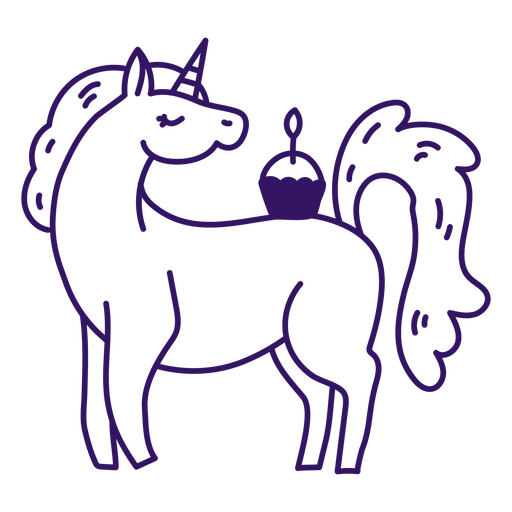 Magisches Einhorn mit Cupcake auf dem Rücken PNG-Design