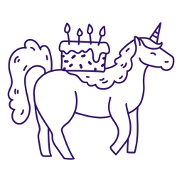Magisches Geburtstagseinhorn, Das Seinen Kuchen Auf Seinem Rücken Trägt PNG- Und SVG-Design Für 