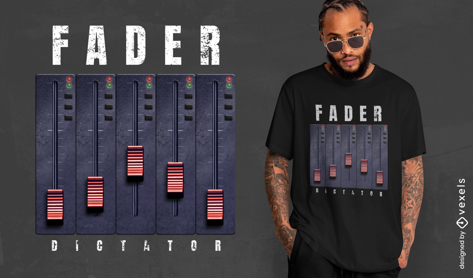 Camiseta de máquina de sonido y música fader psd