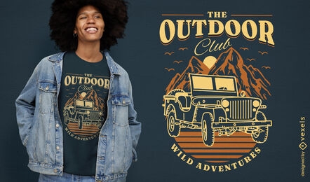 Car without doors in mountains t-shirt design
