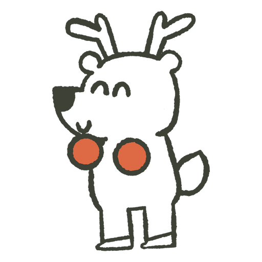 Cartoon reindeer with red paws PNG Design
