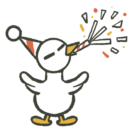 Celebrating duck doodle PNG Design