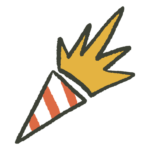 Icono de fuegos artificiales con una franja amarilla y naranja. Diseño PNG