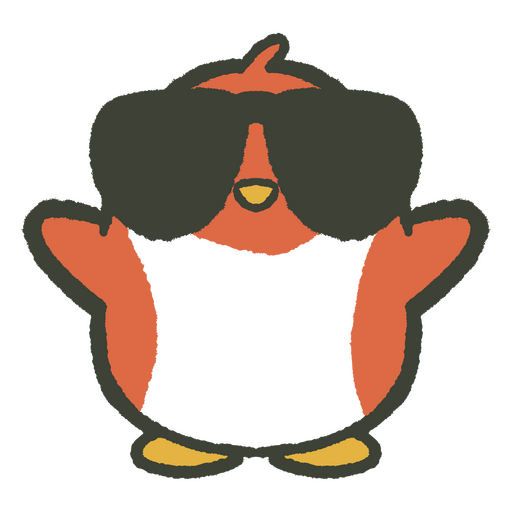 Bird with eyeglasses doodle PNG Design