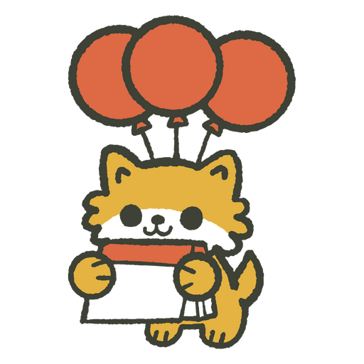 Süße Katze mit einem Kalender und roten Luftballons PNG-Design