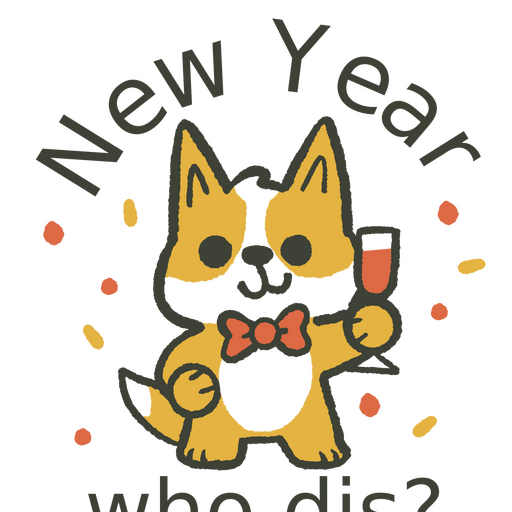 Cartoon cat holding a glass of champagne for new year PNG Design