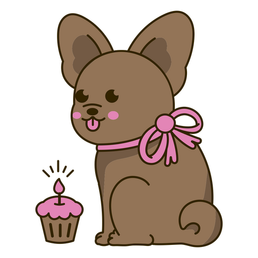 Birthday dog kawaii cupcake PNG Design
