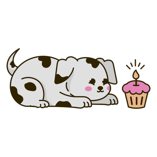 Cupcake kawaii birthday puppy  PNG Design