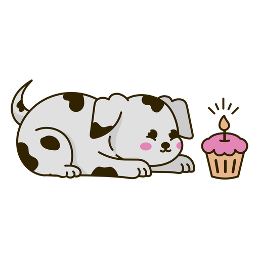 Cupcake kawaii cumpleaños perrito Diseño PNG