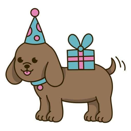 Cachorro kawaii presente de aniversário Desenho PNG