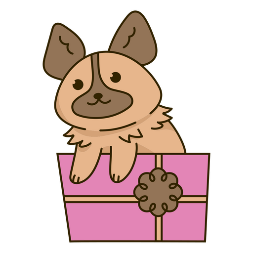 Cachorro de aniversário presente kawaii Desenho PNG