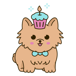 Geburtstags-Welpen-Kawaii-Cupcake PNG-Design