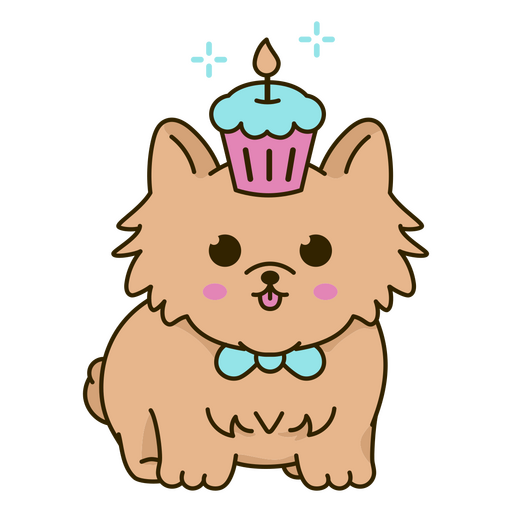 Aniversário cachorrinho cupcake kawaii Desenho PNG