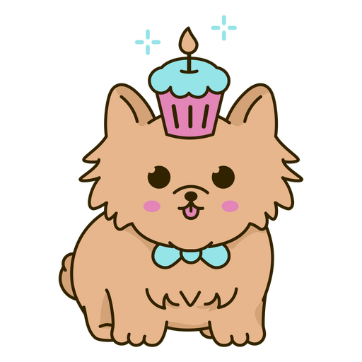 Cupcake kawaii de perrito de cumpleaños Diseño PNG