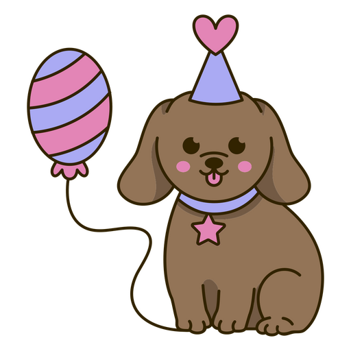 Globo cumpleaños perrito kawaii Diseño PNG