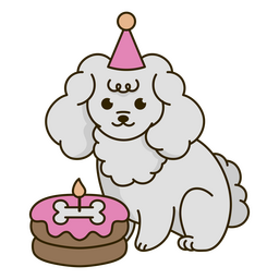 Tarta cumpleaños perro kawaii Diseño PNG