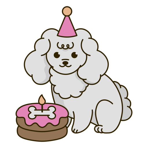 Bolo kawaii de cachorro de aniversário Desenho PNG