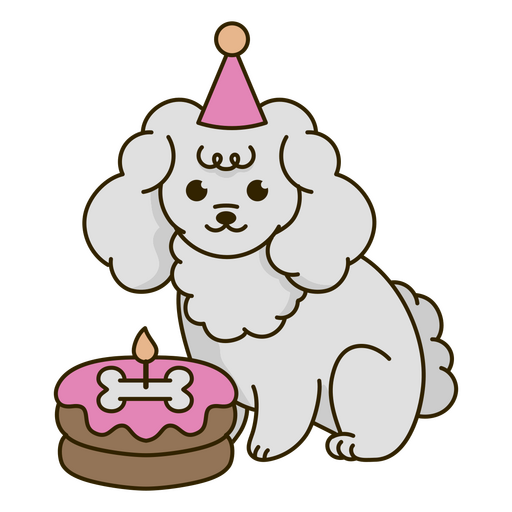 Tarta cumpleaños perro kawaii Diseño PNG